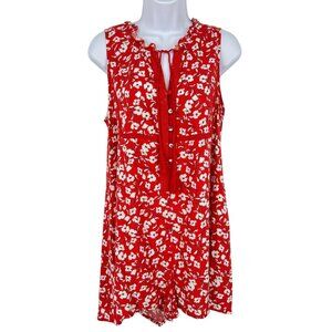 Spiritual Gangster Red Floral Romper with Tassels Size Small